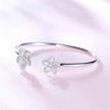 Double Floral Lab Grown Pear Shape Diamond Open Bracelet 18K White Gold