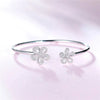 Double Floral Lab Grown Pear Shape Diamond Open Bracelet 18K White Gold