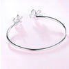 Double Floral Lab Grown Pear Shape Diamond Open Bracelet 18K White Gold