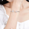 Double Floral Lab Grown Pear Shape Diamond Open Bracelet 18K White Gold
