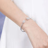 Double Floral Lab Grown Pear Shape Diamond Open Bracelet 18K White Gold