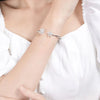 Double Floral Lab Grown Pear Shape Diamond Open Bracelet 18K White Gold