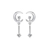 Double Four Prong Moon-shape Lab Grown Diamond Earrings 18K White Gold