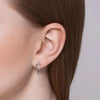 Double Four Prong Moon-shape Lab Grown Diamond Earrings 18K White Gold