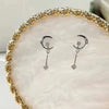 Double Four Prong Moon-shape Lab Grown Diamond Earrings 18K White Gold