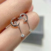 Double Four Prong Moon-shape Lab Grown Diamond Earrings 18K White Gold