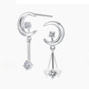Double Four Prong Moon-shape Lab Grown Diamond Earrings 18K White Gold