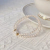 Double Freshwater Drop-Shape Pearl Bracelet AAA Grade
