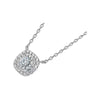 Double Halo Lab Grown Diamond Necklace in 18K White Gold