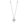 Double Heart Shaped Halo Lab Grown Diamond Necklace in 18K White Gold