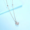 Double Heart Shaped Halo Lab Grown Diamond Necklace in 18K White Gold