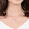 Double Heart Shaped Halo Lab Grown Diamond Necklace in 18K White Gold