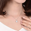 Double Heart Shaped Halo Lab Grown Diamond Necklace in 18K White Gold