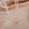 Double Strand White Freshwater Drop-Shape Pearl Necklace