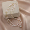Double Strand White Freshwater Drop-Shape Pearl Necklace