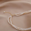 Double Strand White Freshwater Drop-Shape Pearl Necklace
