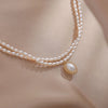 Double Strand White Freshwater Drop-Shape Pearl Necklace
