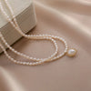 Double Strand White Freshwater Drop-Shape Pearl Necklace