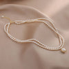 Double Strand White Freshwater Drop-Shape Pearl Necklace