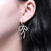 Extra-Large Bowknot Shape Lab Grown Diamond Drop Earrings 18K White Gold
