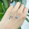 Floating Halo Lab Grown Diamond Necklace in 18K White Gold