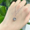 Floating Halo Lab Grown Diamond Necklace in 18K White Gold