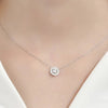 Floating Halo Lab Grown Diamond Necklace in 18K White Gold