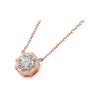 Floral Halo Lab Grown Diamond Necklace in 18K Rose Gold
