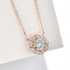 Floral Halo Lab Grown Diamond Necklace in 18K Rose Gold