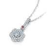 Floral Halo Lab Grown Diamond Necklace in 18K White Gold