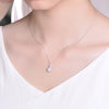 Floral Halo Lab Grown Diamond Necklace in 18K White Gold