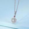 Floral Halo Lab Grown Diamond Necklace in 18K White Gold