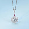 Floral Halo Lab Grown Diamond Necklace in 18K White Gold