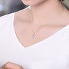 Floral Halo Lab Grown Diamond Necklace in 18K White Gold