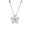 Floral Halo Lab Grown Pear Shape Diamond Necklace 18K White Gold