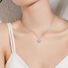 Floral Halo Lab Grown Pear Shape Diamond Necklace 18K White Gold