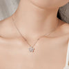 Floral Halo Lab Grown Pear Shape Diamond Necklace 18K White Gold