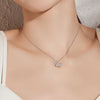 Floral Halo Lab Grown Pear Shape Diamond Necklace 18K White Gold