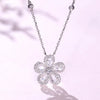 Floral Halo Lab Grown Pear Shape Diamond Necklace 18K White Gold