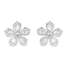 Floral Lab Grown Pear Shape Diamond Stud Earrings 18K White Gold