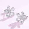 Floral Lab Grown Pear Shape Diamond Stud Earrings 18K White Gold