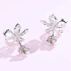 Floral Lab Grown Pear Shape Diamond Stud Earrings 18K White Gold