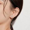 Floral Lab Grown Pear Shape Diamond Stud Earrings 18K White Gold