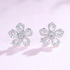 Floral Lab Grown Pear Shape Diamond Stud Earrings 18K White Gold
