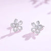 Floral Lab Grown Pear Shape Diamond Stud Earrings 18K White Gold