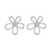 Flower Shaped Lab Grown Diamond Stud Earrings 18K White Gold