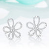 Flower Shaped Lab Grown Diamond Stud Earrings 18K White Gold