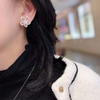 Flower Shaped Lab Grown Diamond Stud Earrings 18K White Gold