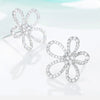 Flower Shaped Lab Grown Diamond Stud Earrings 18K White Gold