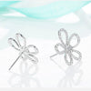 Flower Shaped Lab Grown Diamond Stud Earrings 18K White Gold